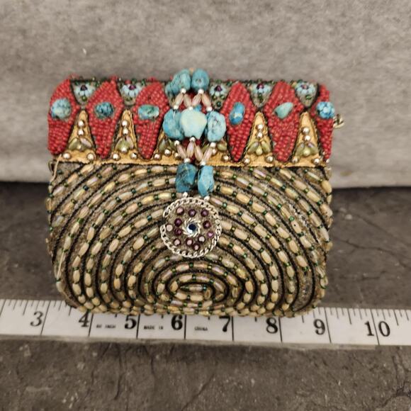 Mary Frances Beaded Small Shoulder Bag Flower Embellished‎ Clutch Chain Bag - Picture 11 of 16